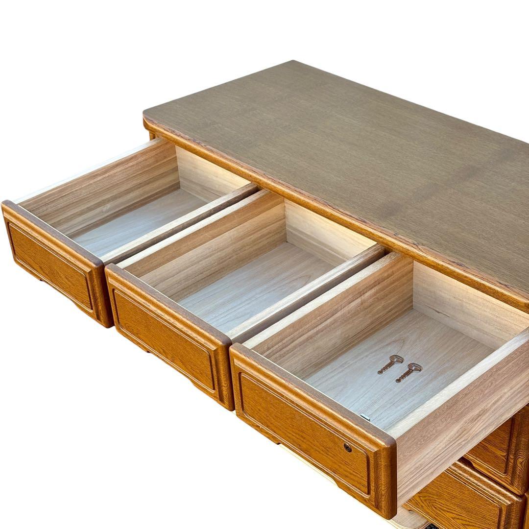 起立木工 ハイチェスト 7段 国産 ナラ材 鍵付き 婚礼家具 クラシック