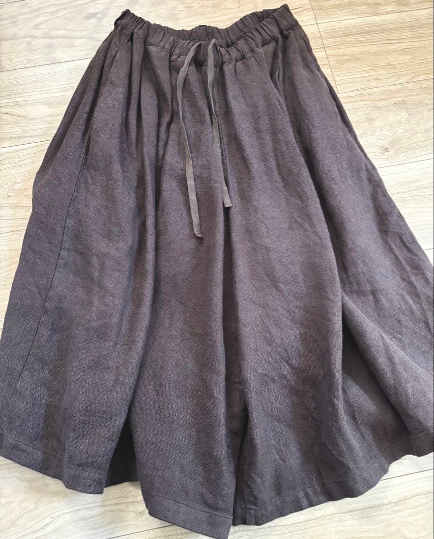 nest Robe ヘビーリネンタックキュロット　ダークブラウン