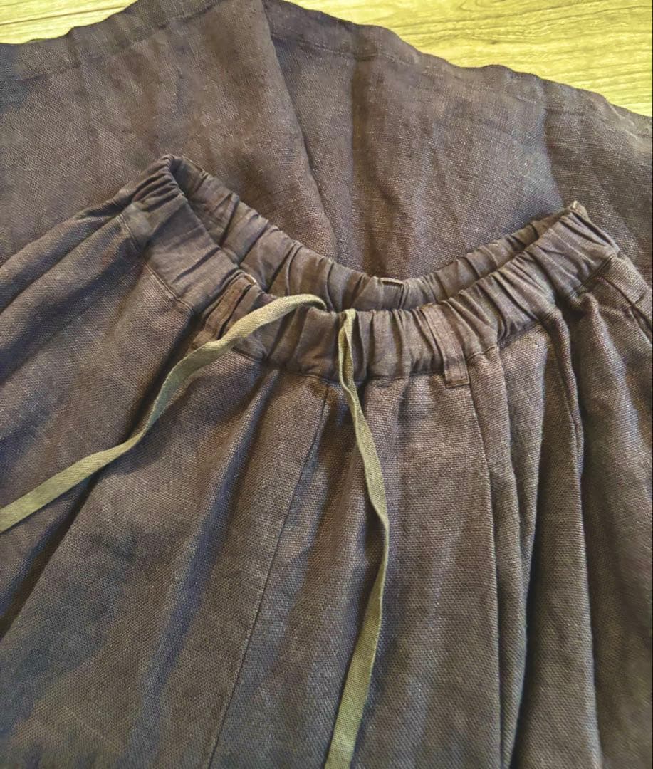 nest Robe ヘビーリネンタックキュロット　ダークブラウン
