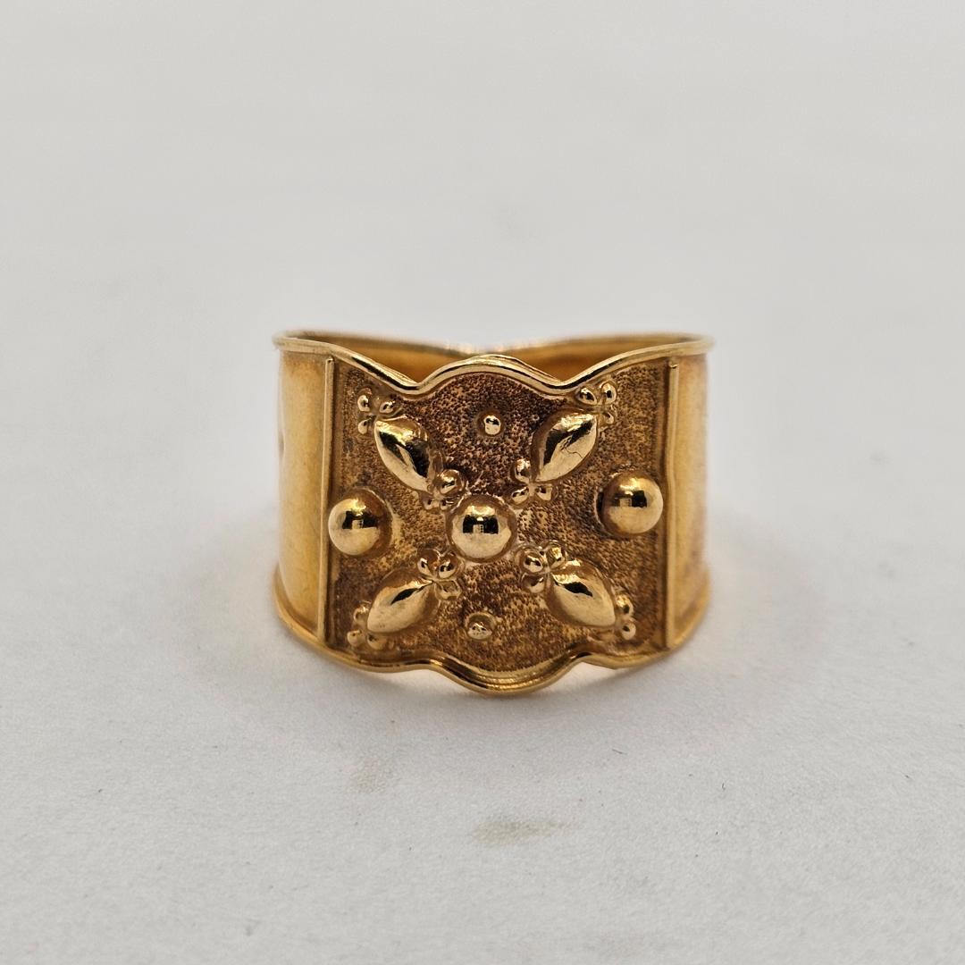 【希少】刻印875 (21金)ヴィンテージ デザインリング 2.7g 16号