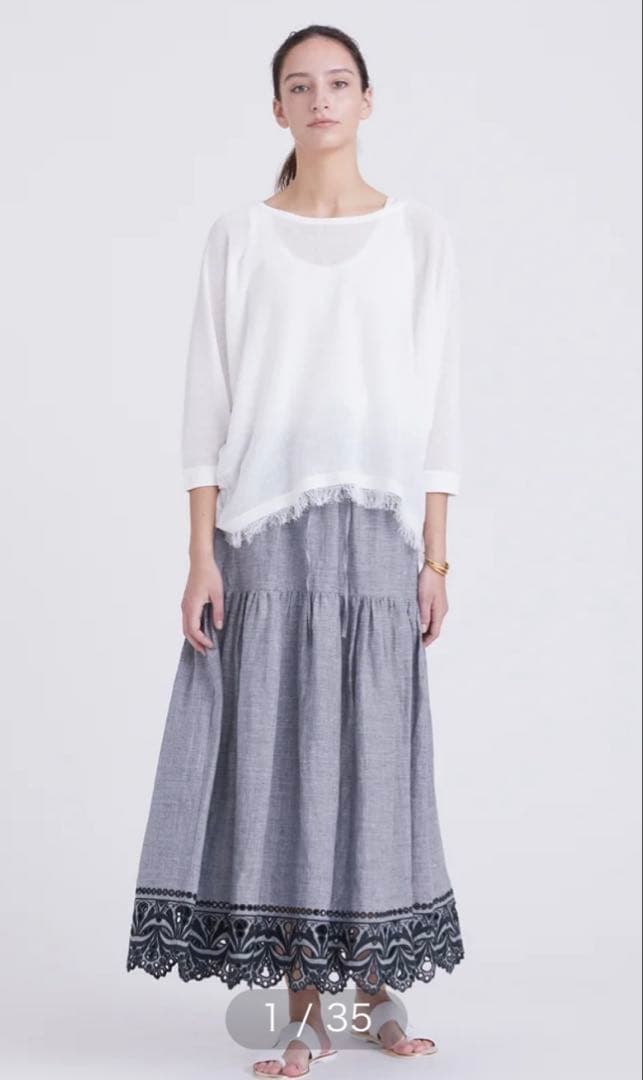 未使用品　ハウスオブロータス スカラ刺繍ギャザーフレアスカート