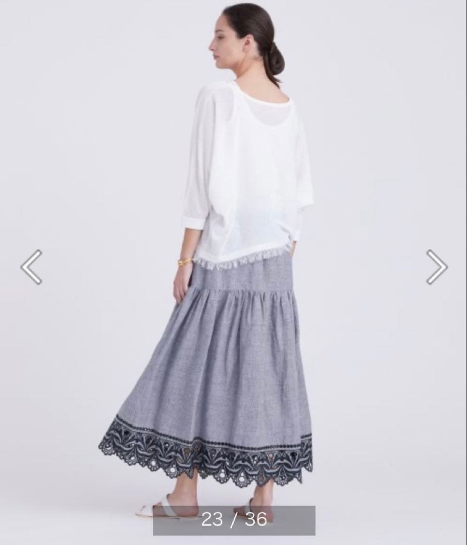 未使用品　ハウスオブロータス スカラ刺繍ギャザーフレアスカート