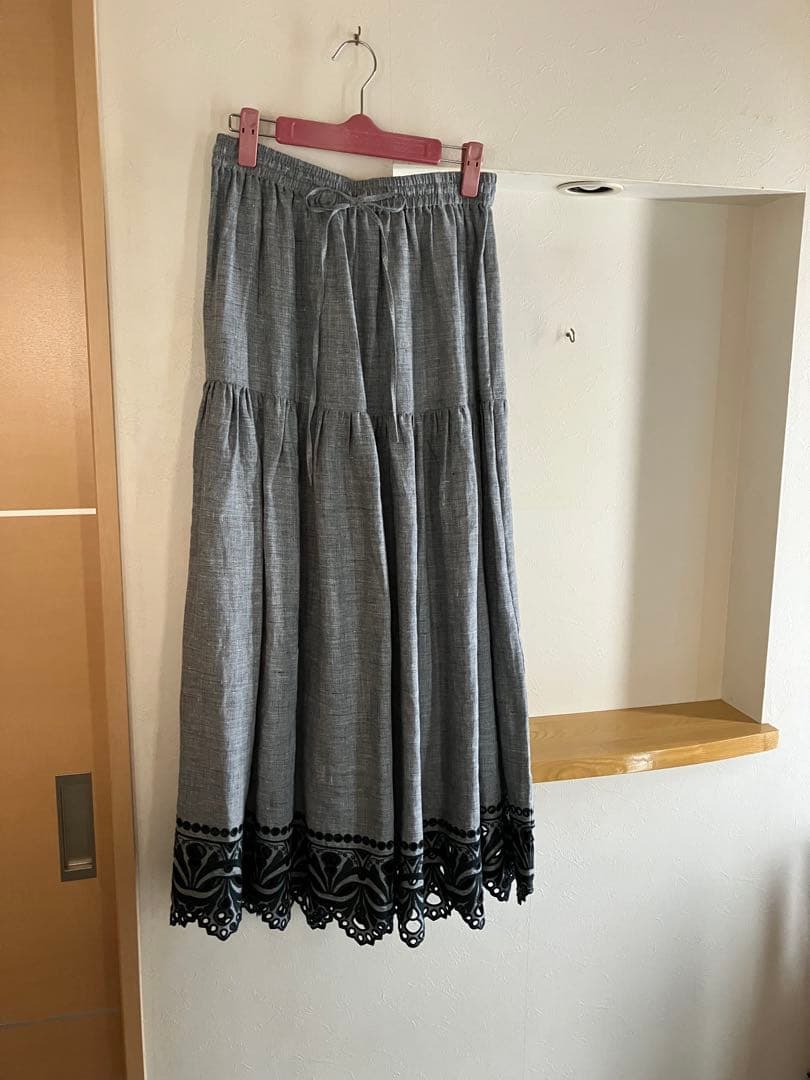 未使用品　ハウスオブロータス スカラ刺繍ギャザーフレアスカート
