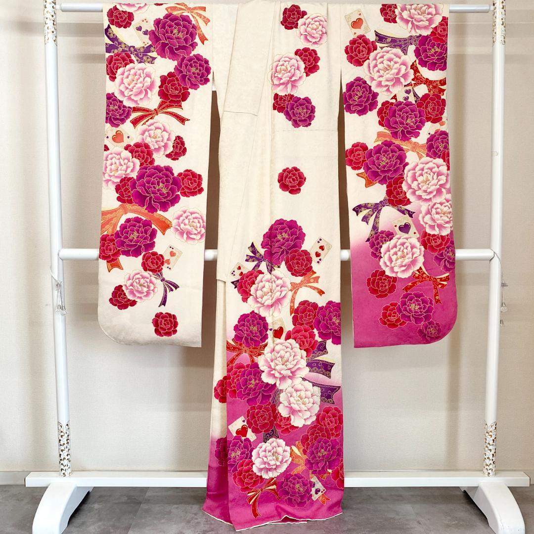 akmx190 正絹 振袖 JunAmiMisako 白色 パールトーン加工9号