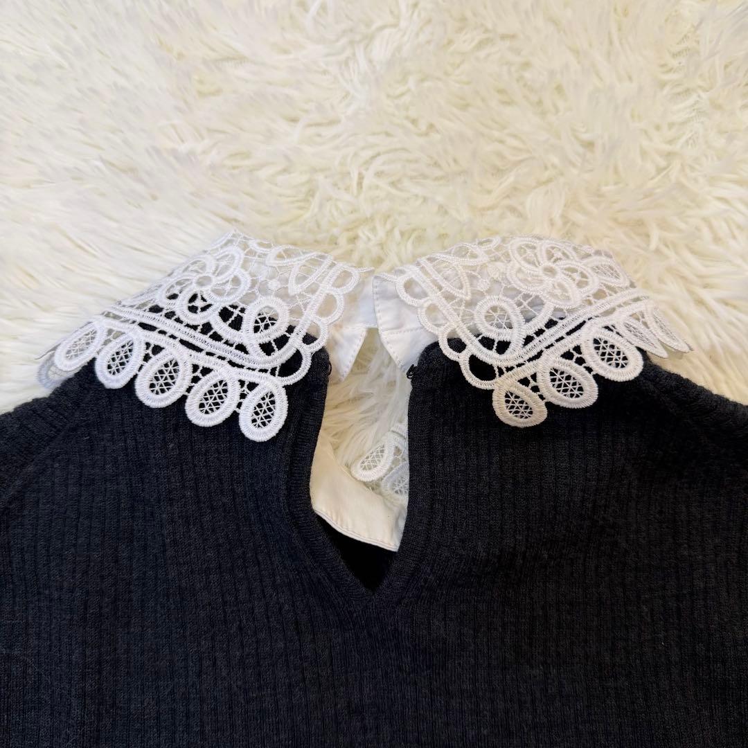 ユナイテッドアローズ レディ2WAYニット レース襟取外し可能 グレー