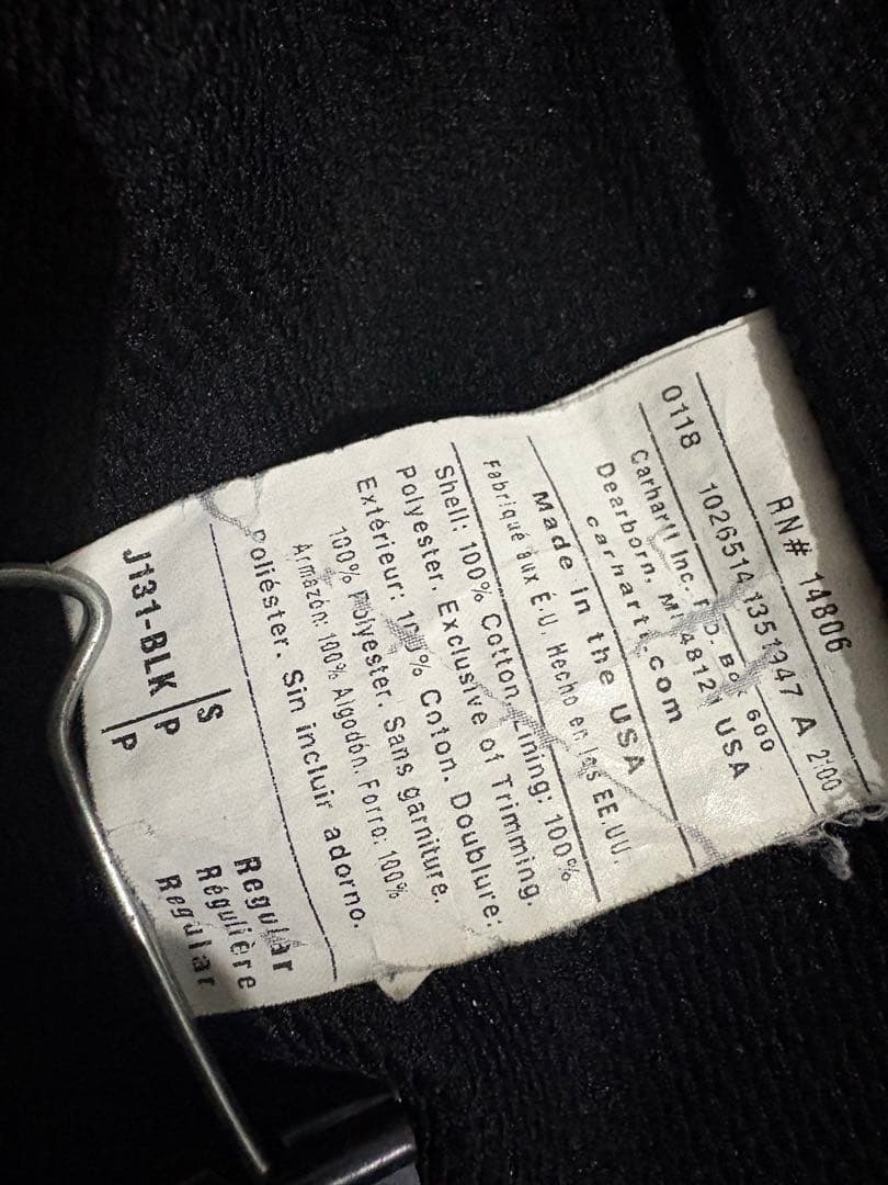 【USA製】carhartt アクティブジャケット J131 BLK