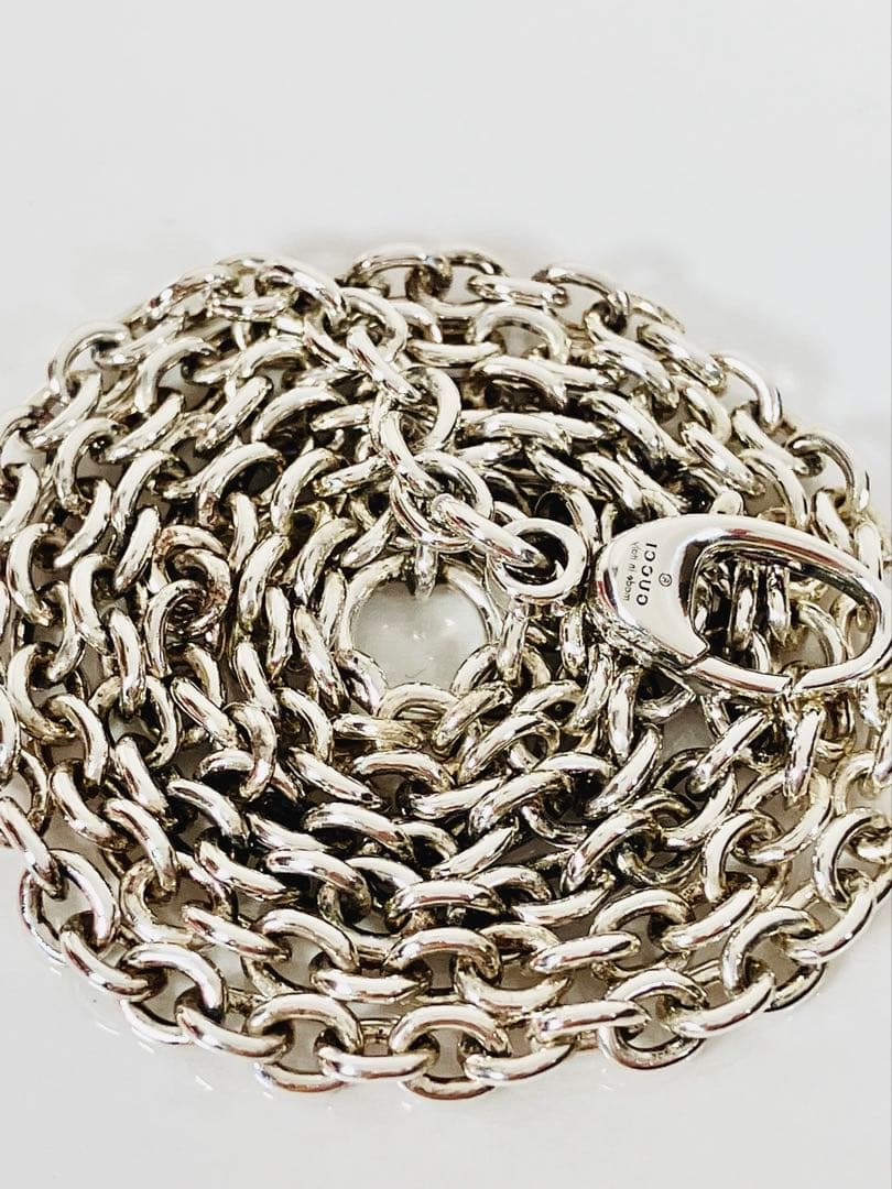 【超美品】GUCCI オーバル チェーン ネックレス 男女兼用 シルバー92