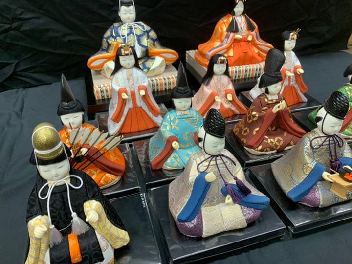 紺金　木目込み　15人揃い　① 雛人形