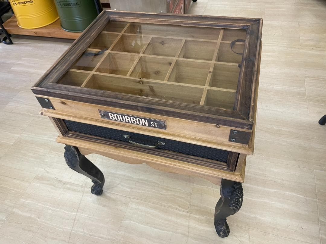 コレクションテーブル　コレクションケース　机　サイドテーブル　アンティーク　木