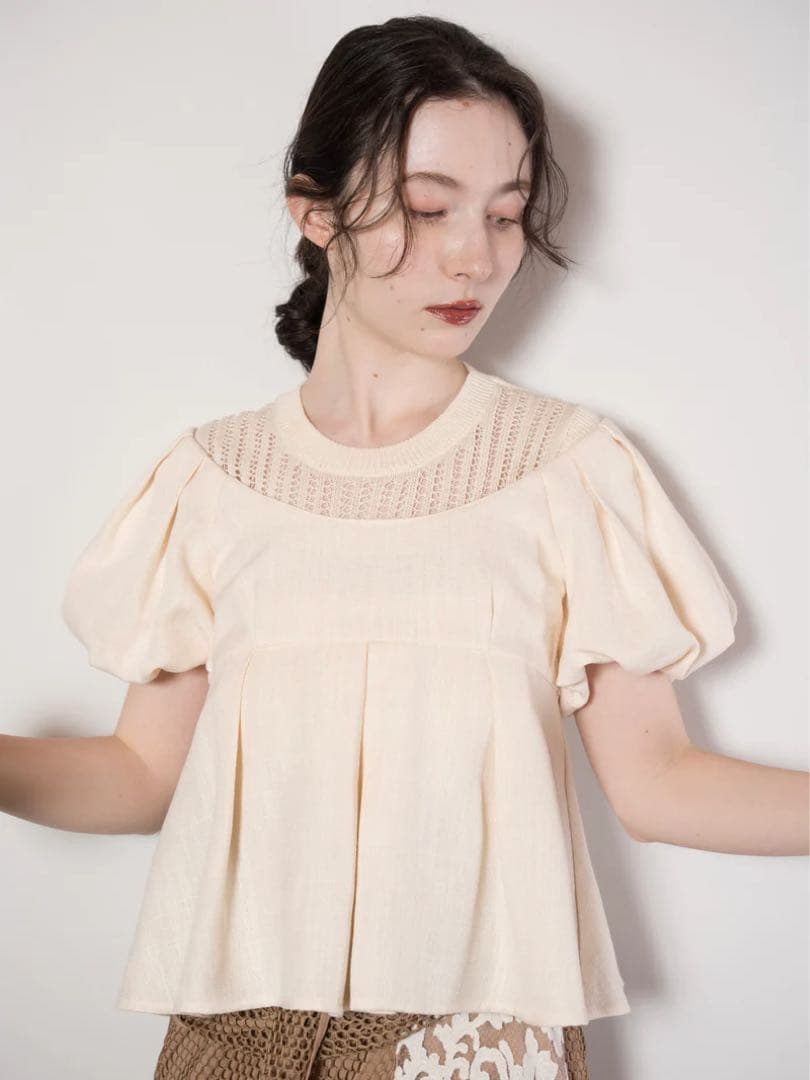 euw イユー puff sleeve peplum top