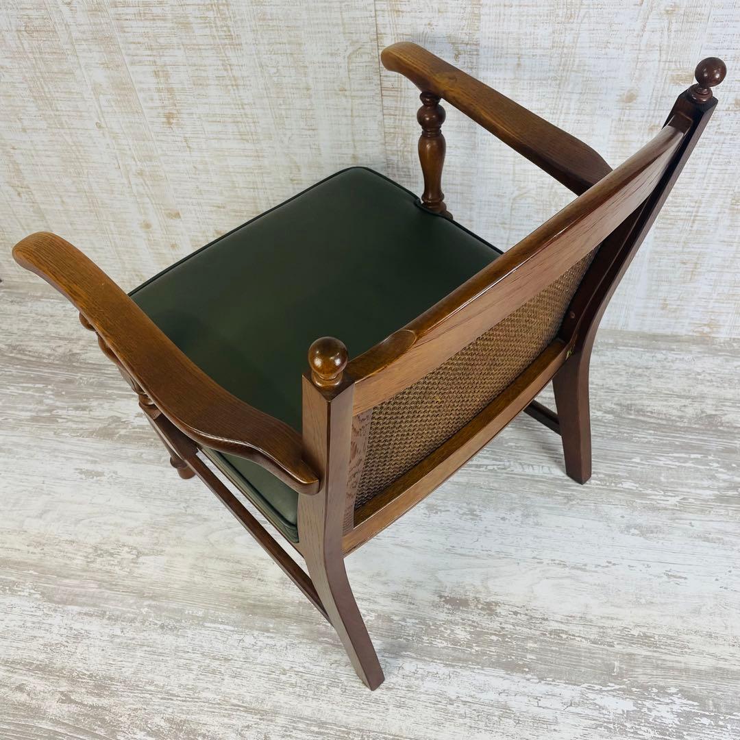 飛騨産業 キツツキ アームチェア ビンテージ 穂高ラタン背　オールド調　肘掛椅子