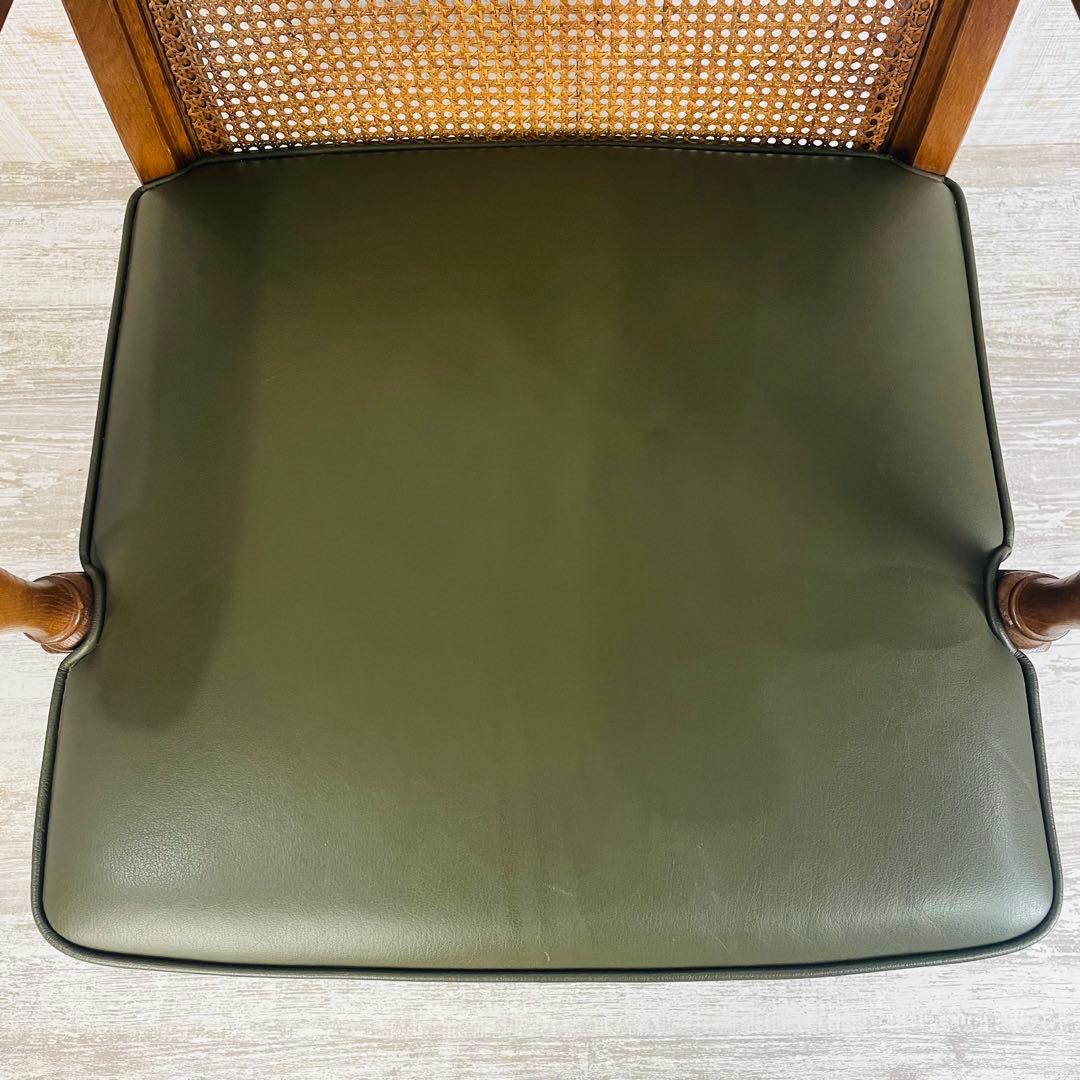 飛騨産業 キツツキ アームチェア ビンテージ 穂高ラタン背　オールド調　肘掛椅子