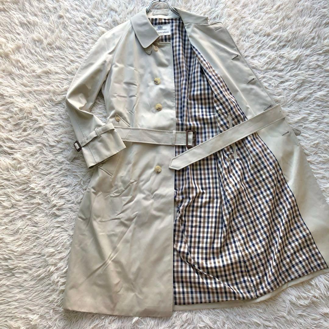 【極美品 英国製】アクアスキュータム　トレンチコート　ベージュ　マキシ丈　L相当