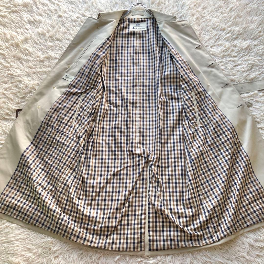 【極美品 英国製】アクアスキュータム　トレンチコート　ベージュ　マキシ丈　L相当