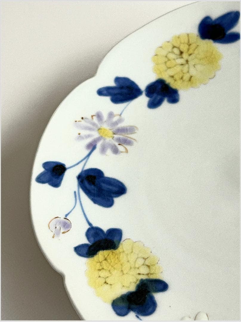 九谷焼 宮腰綾 菊唐草 花型5寸皿 ５枚