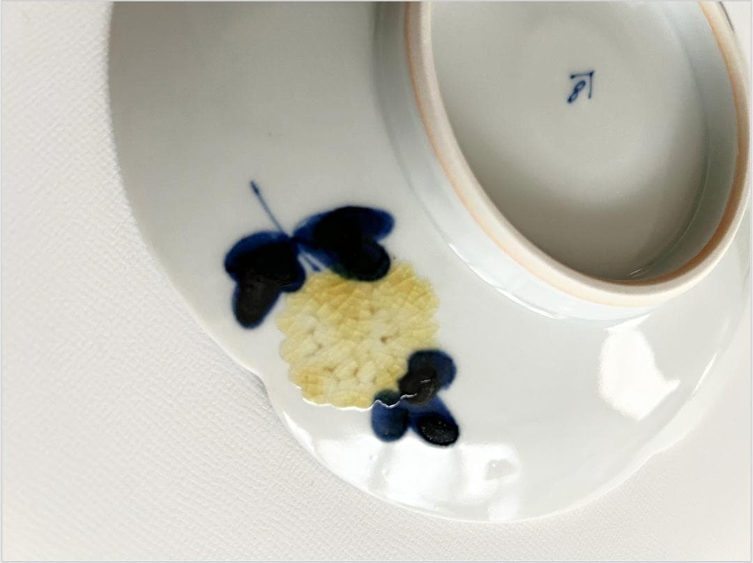 九谷焼 宮腰綾 菊唐草 花型5寸皿 ５枚