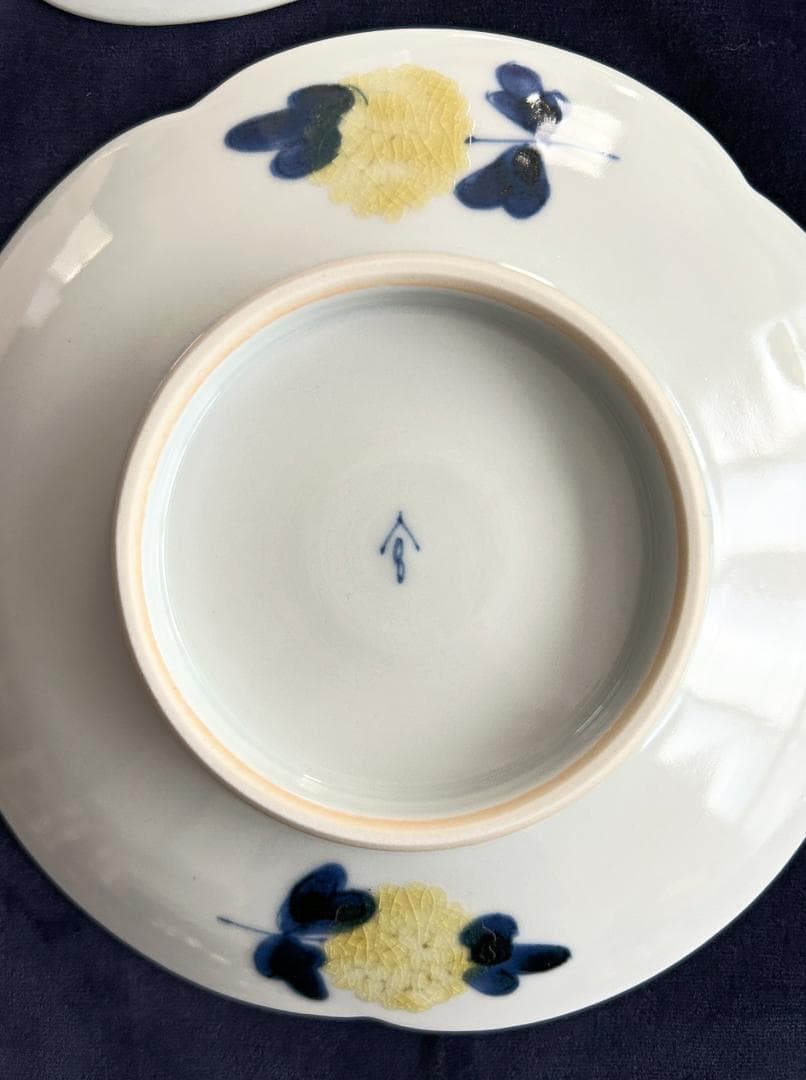 九谷焼 宮腰綾 菊唐草 花型5寸皿 ５枚