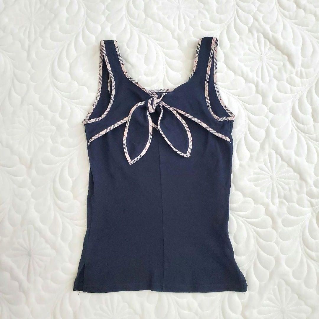 バーバリーブルーレーベル バックリボン ノバチェック ホースロゴ タンクトップ