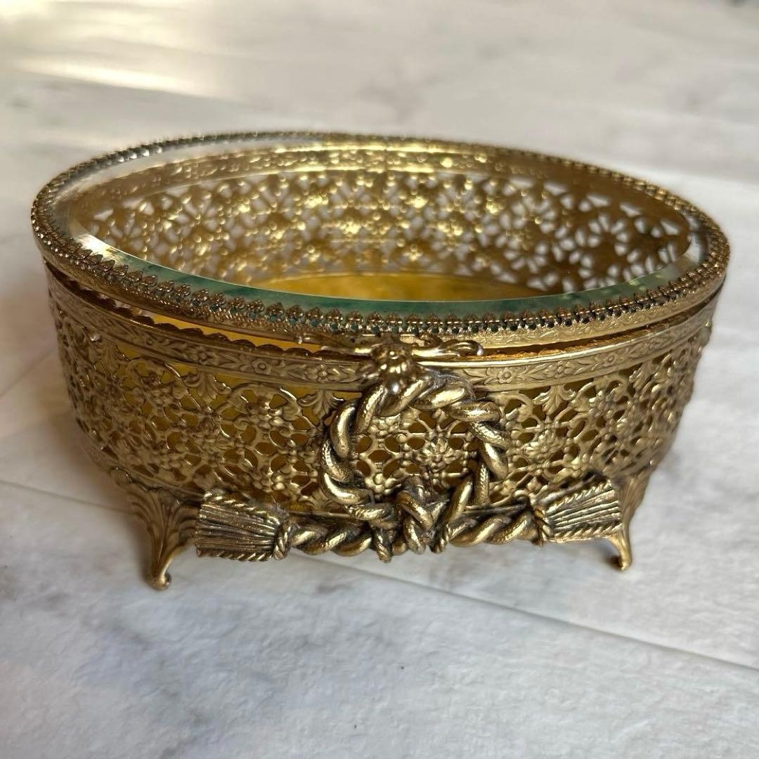 アメリカ製 50s オルモルスタイル フィリグリー宝石箱 ヴィンテージ