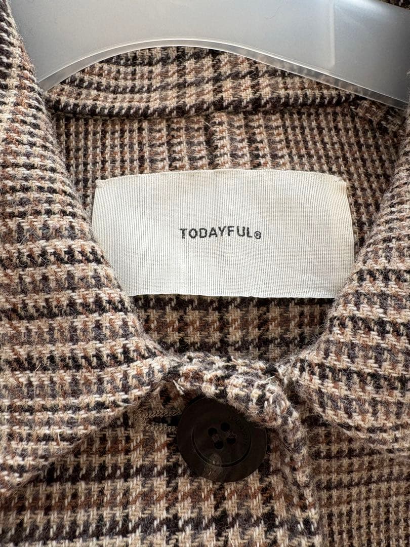 TODAYFUL ステンカラーチェックコート　36