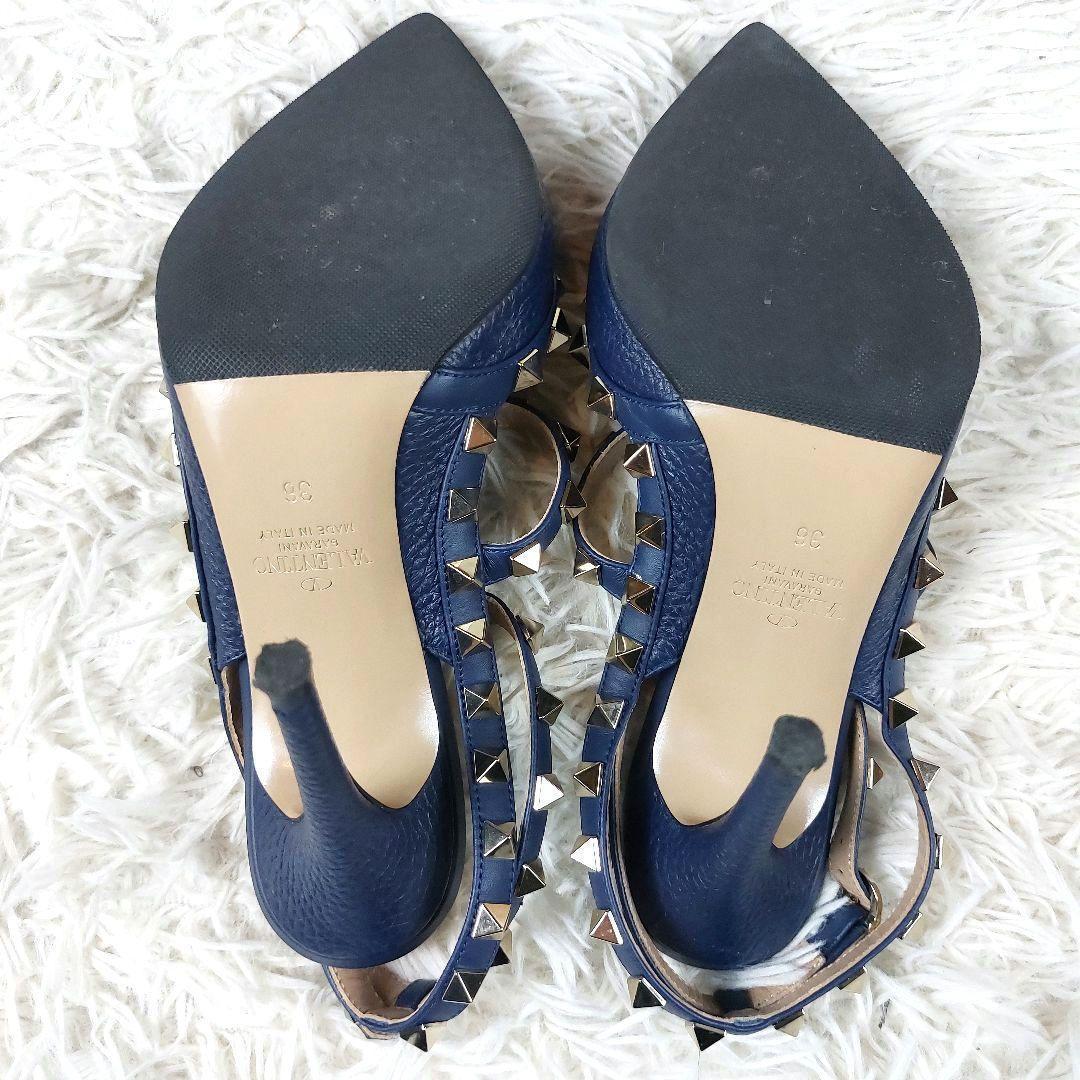 極美品 VALENTINO ガラヴァーニ ロックスタッズストラップレザーパンプス