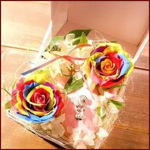 プリザーブドフラワーオルゴール レインボーローズ SMAP 世界に一つだけの花