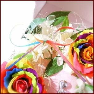 プリザーブドフラワーオルゴール レインボーローズ SMAP 世界に一つだけの花