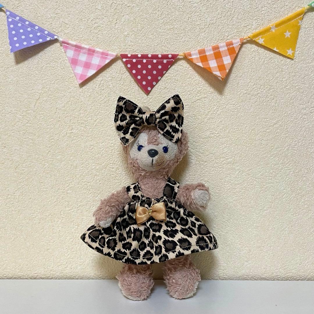 ハンドメイド★ベージュ。ヒョウ柄♡レオパードワンピース★ぬいば♡ストラップ用コス