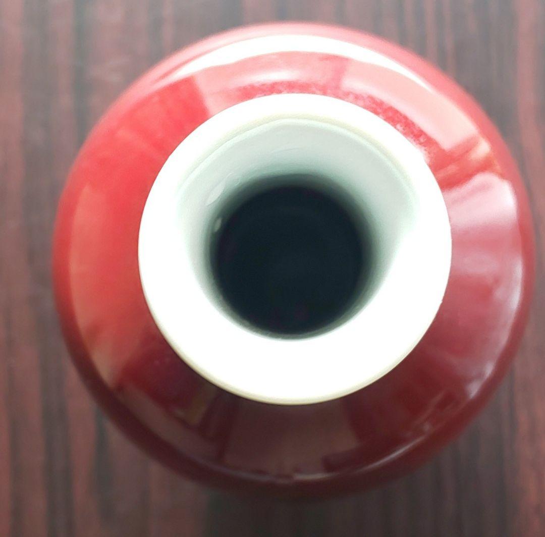 中国美術 清乾隆 紅釉直径瓶 紅釉長頸瓶 辰砂花瓶