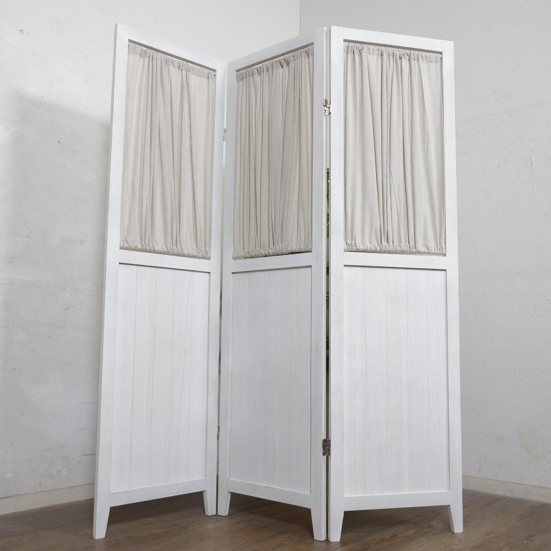 衝立　間仕切り　シャビーウッドファニチャー 3連　パーテーション