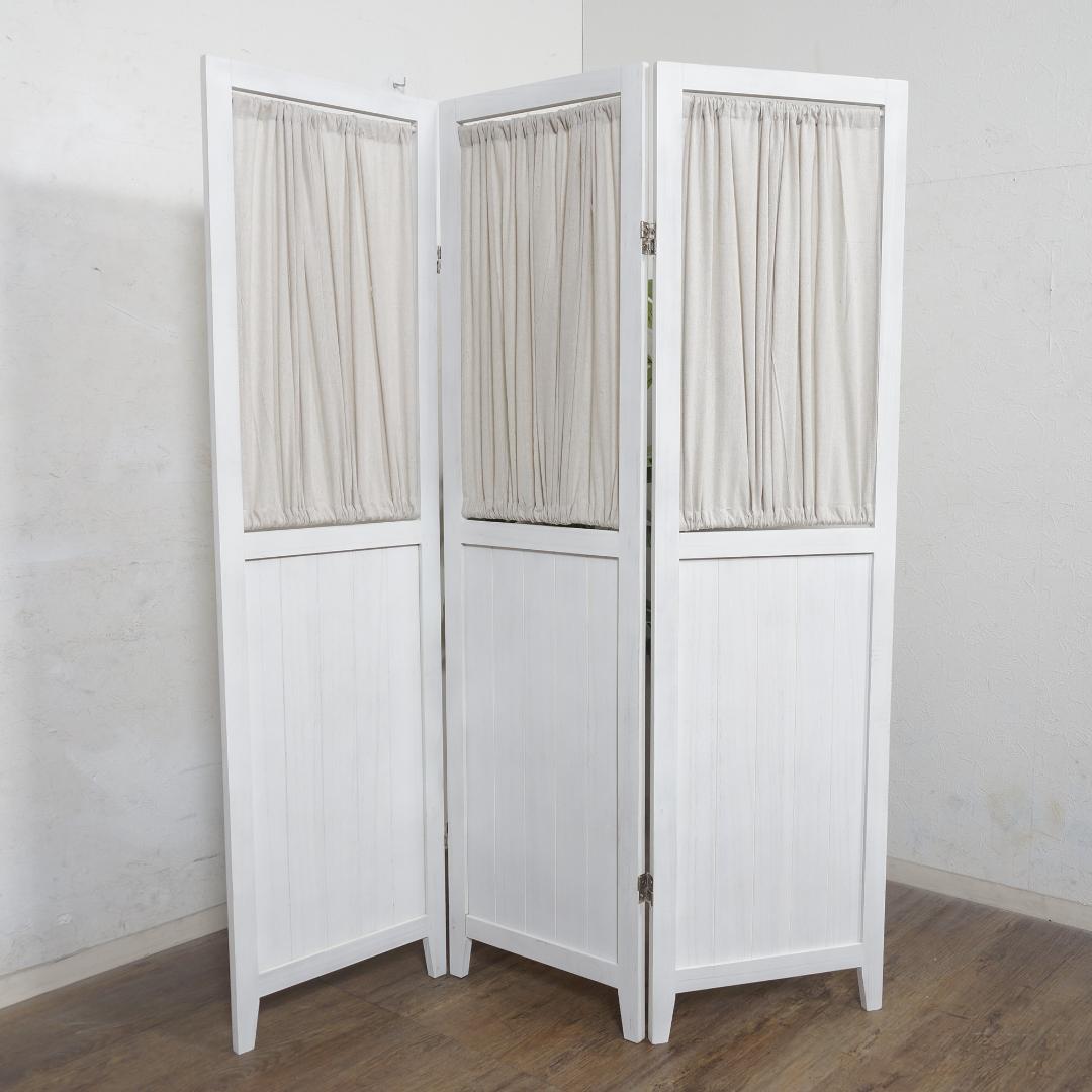 衝立　間仕切り　シャビーウッドファニチャー 3連　パーテーション