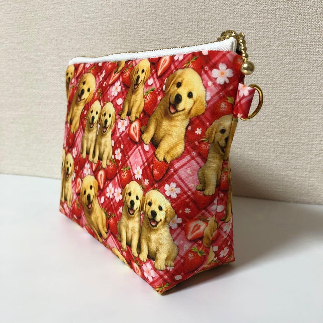 ゴールデンレトリバー　20cmファスナーポーチ　マチあり