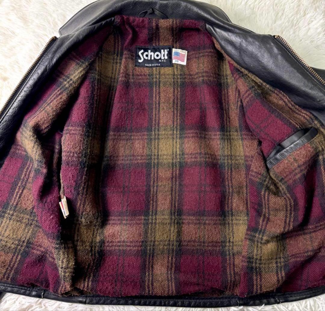 【Schott】 黒 レザージャケット38 米国製