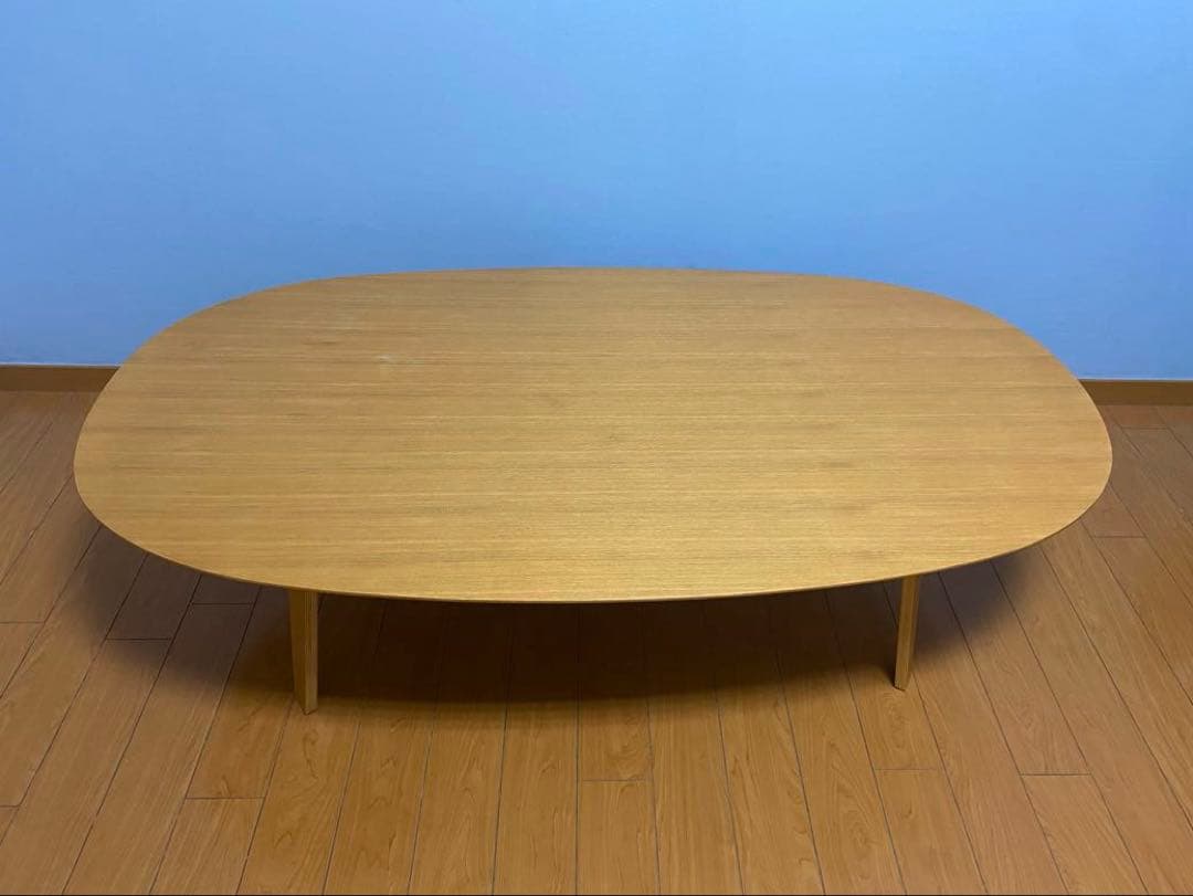 【値下げ】無印良品　タモ材　楕円形ローテーブル