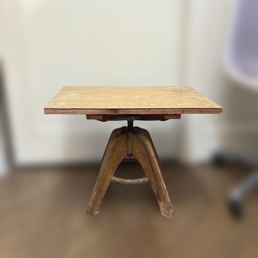 ヴィンテージ　木製　伸縮可能回転式物置台