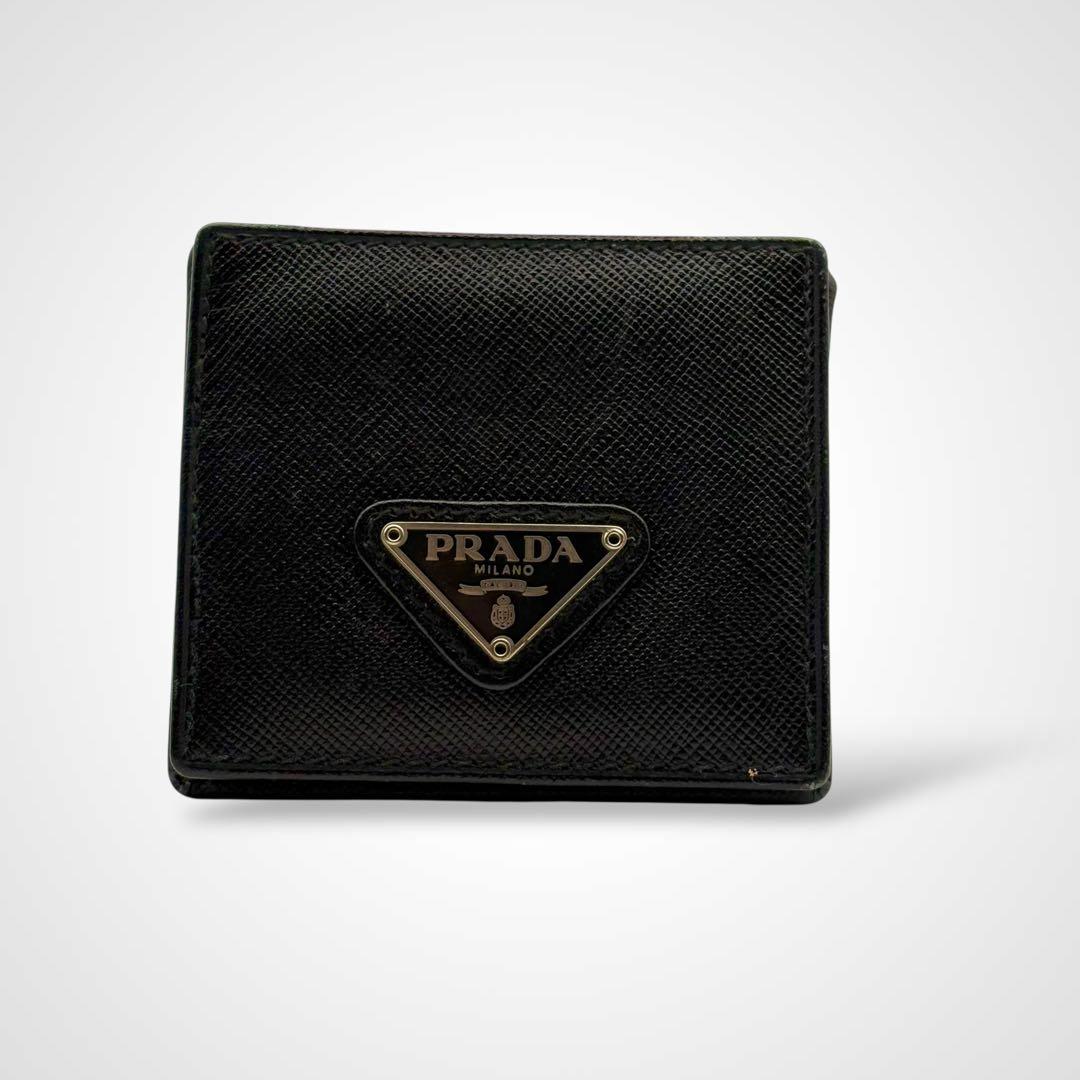 美品✨PRADA プラダ ケース サフィアーノレザー ブラック 三角ロゴ