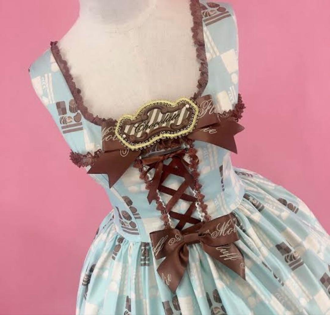 海外 ロリータ チョコミント ブラウス スカート ゴスロリ ジャンパースカート