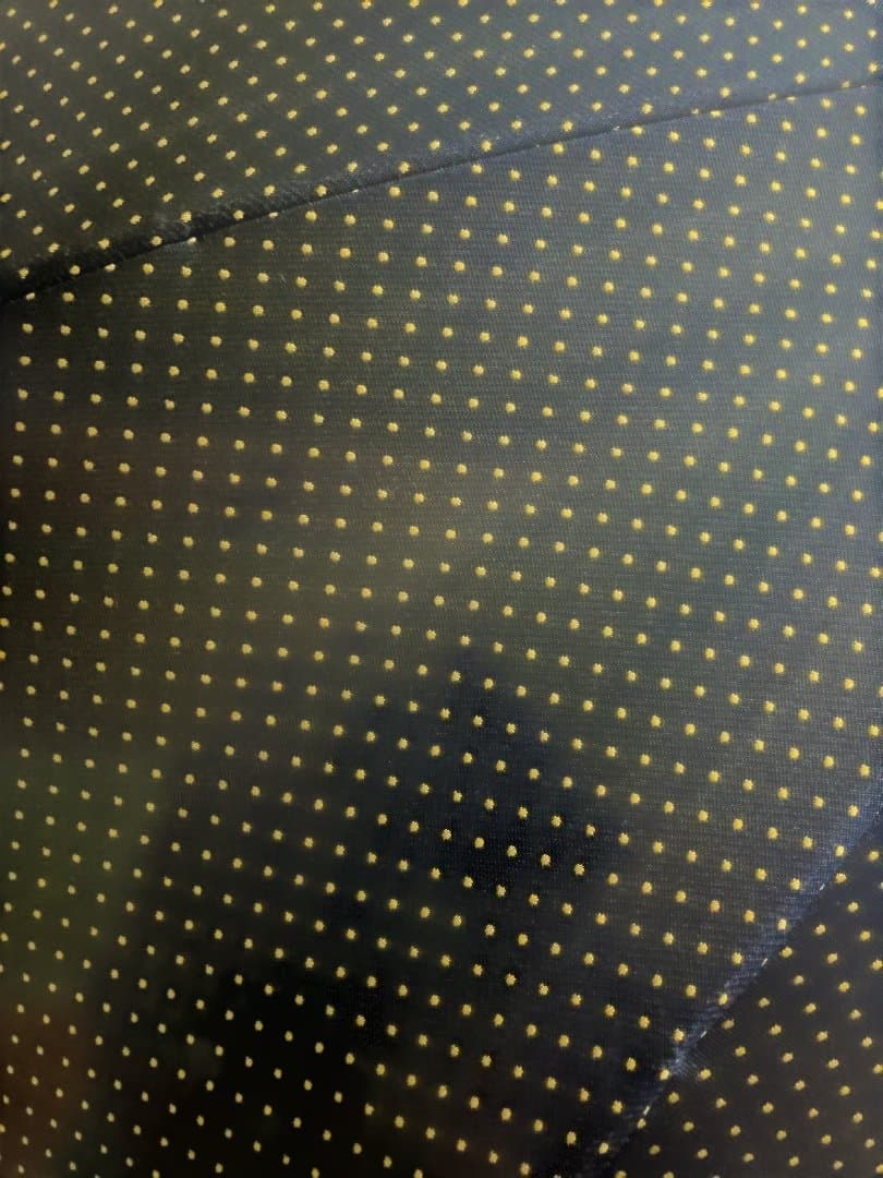 マリアフランチェスコ 長傘 ネイビー イエロードット柄　革巻きカーブハンドル