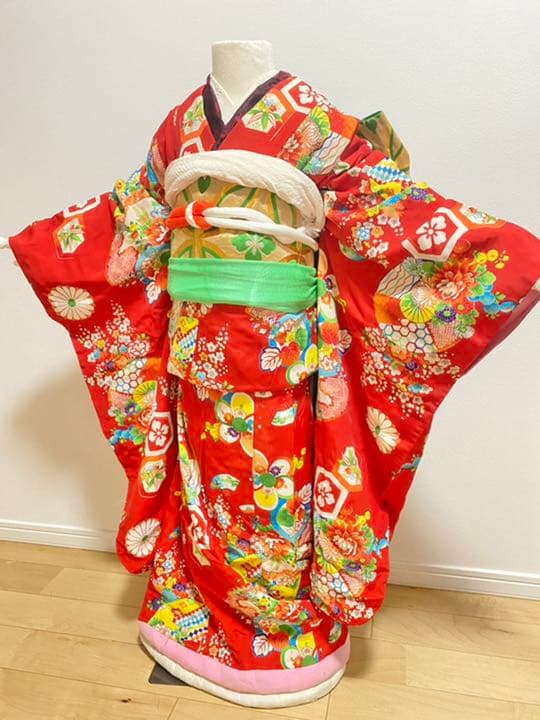 七五三 舞妓さん風　アンティーク 引き振袖着物セット