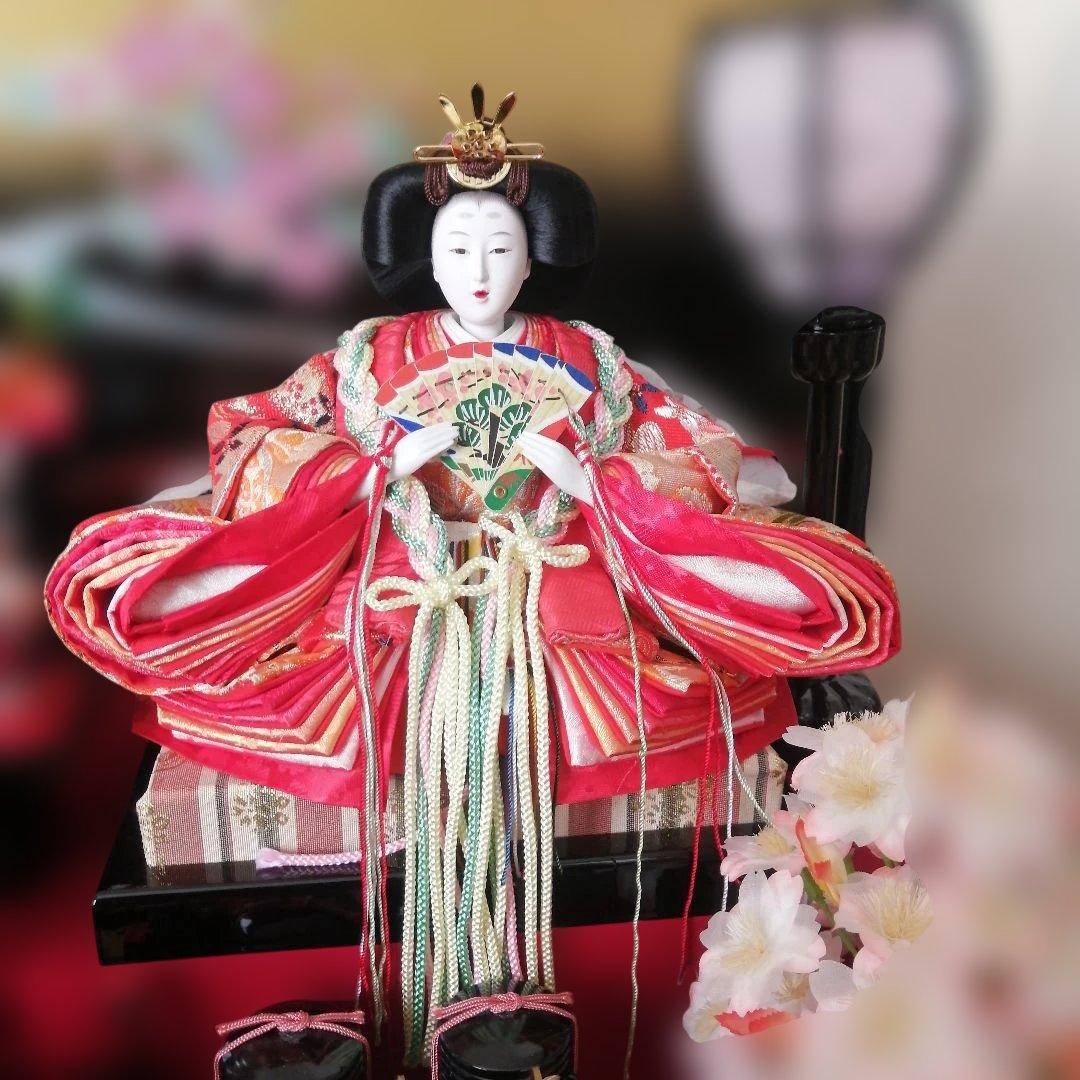 雛人形　桜模様　ケース入り　横67 縦30 高さ48　置場所選びません！　美品