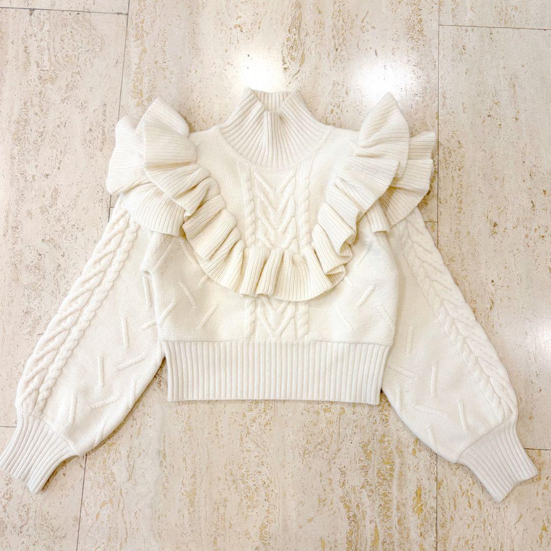 美品☆柴咲コウ☆MES VACANCES ミヴァコンス☆ケーブルフリルニット