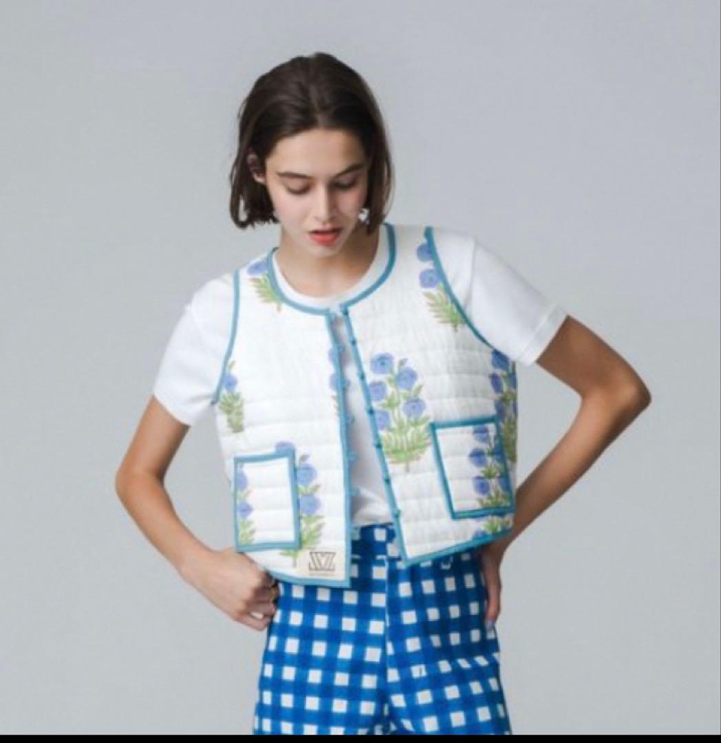 ジャケット・アウター SZ Blockprints QUILTED VEST POPPY