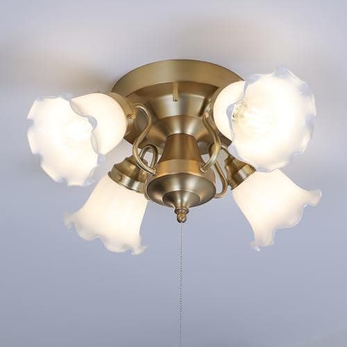 シャンデリア 4灯 ペンダントライト ガラス 真鍮おしゃれ E26 8畳 10a