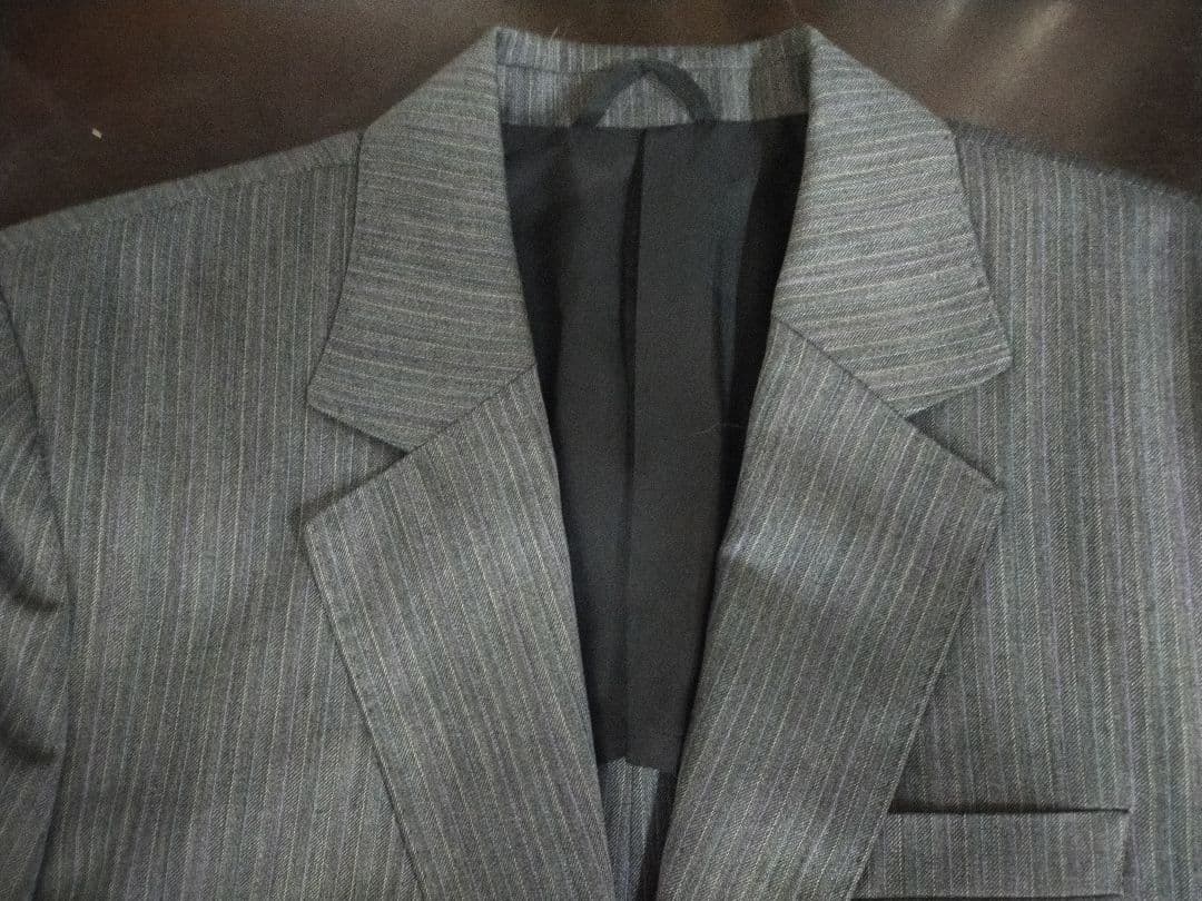 新品未使用 アンタイトル パンツスーツ 3 Lグレー ストライプ イタリア素材
