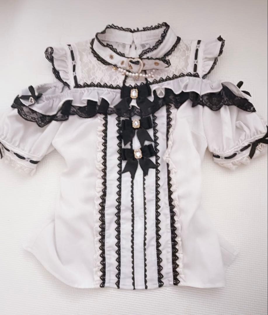 【LIZLISA】3つリボンフロントチョーカーブラウス、2連リボンベルトスカパン