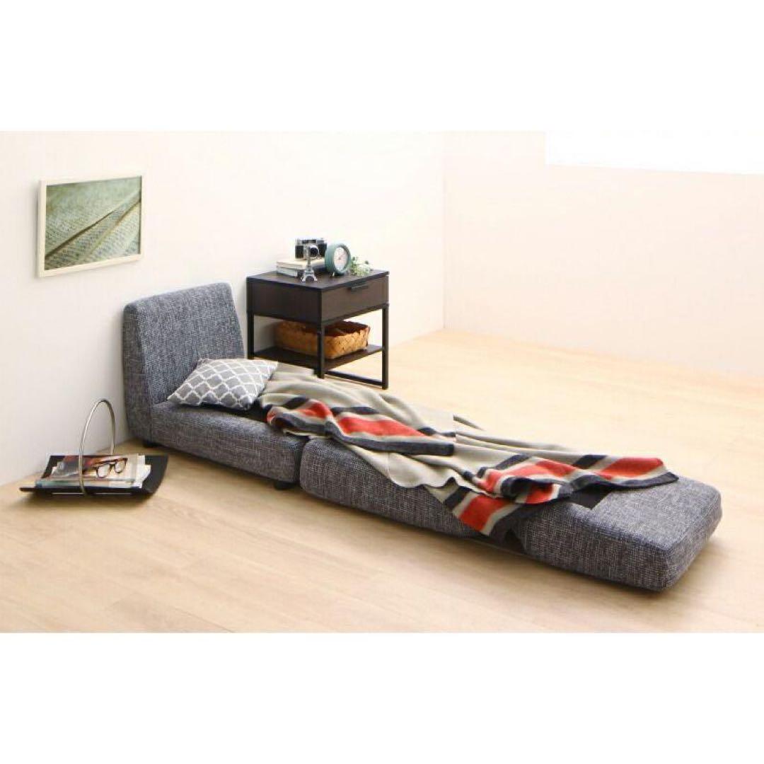 ソファベッド 折りたたみソファ　コンパクト 2人用　グレー