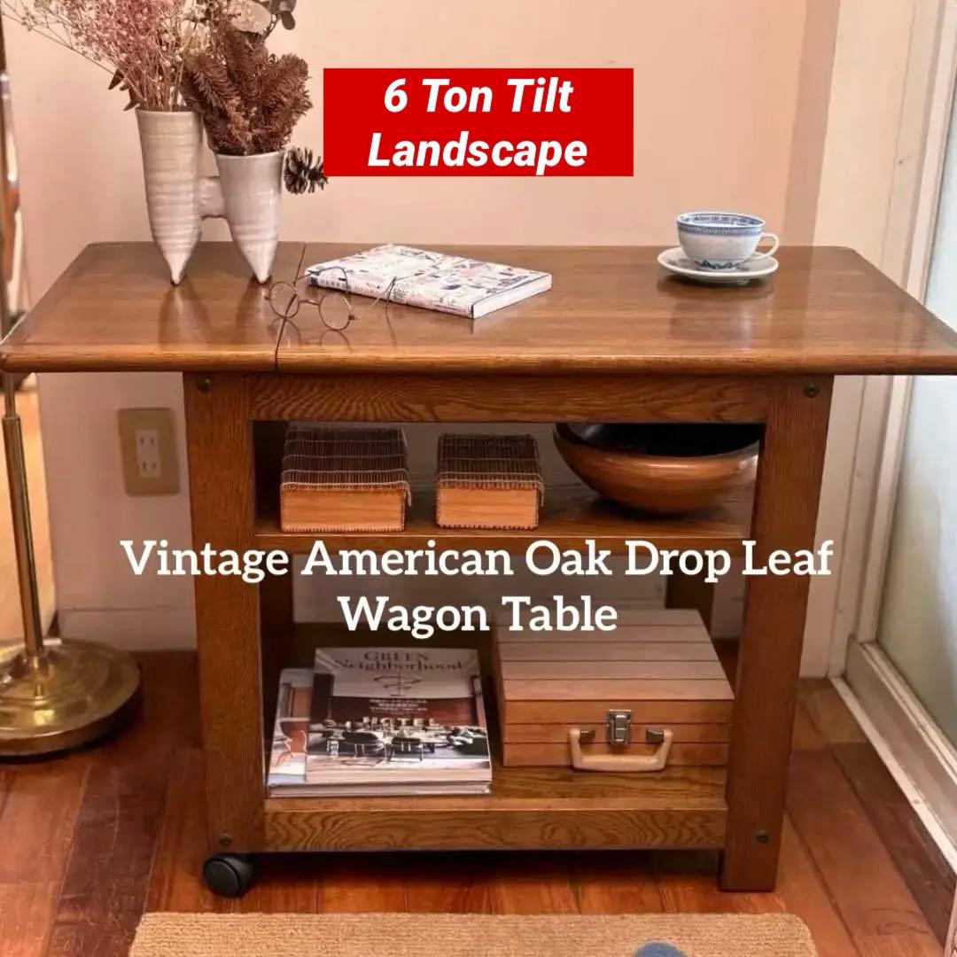 バタフライワゴン【USAビンテージ 】オーク材 サイドテーブル キャスター