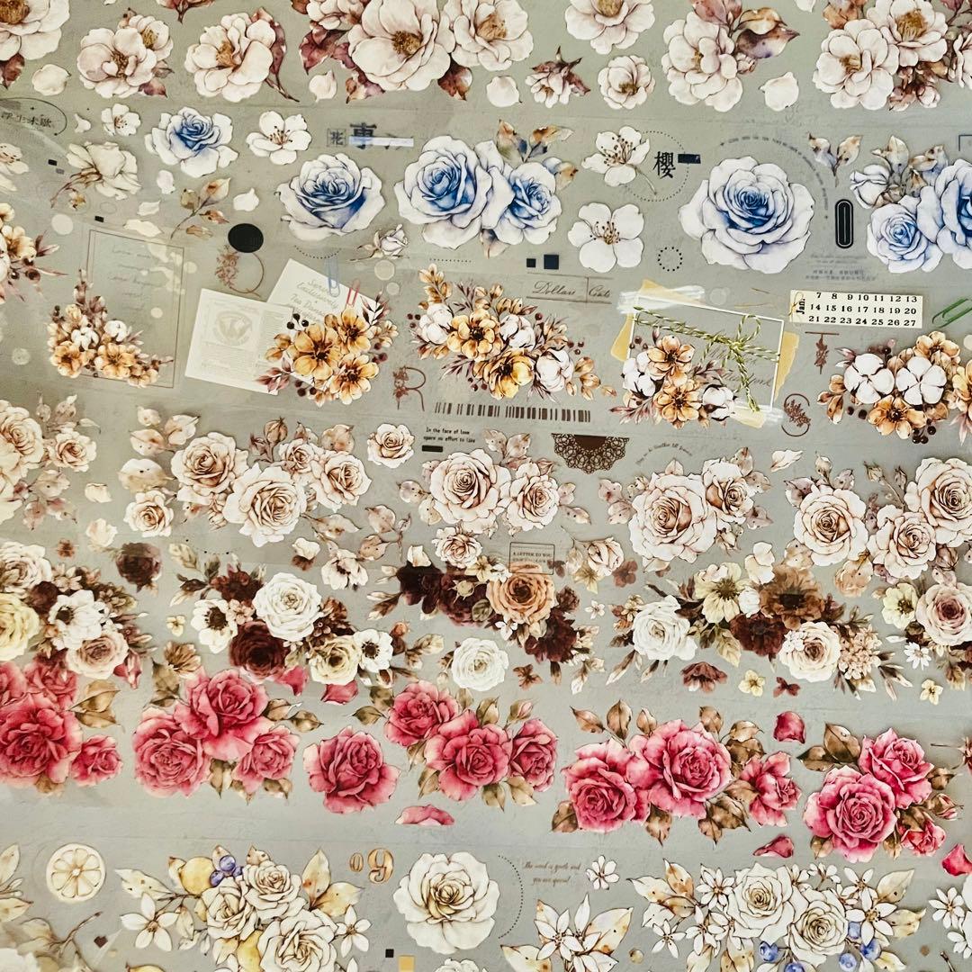 新品マスキングテープ　花マスキングテープお裾分け　切り売り7ループ