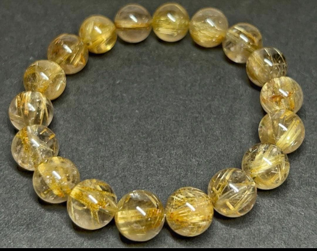 高グレード　10ミリ玉　タイチンルチルクォーツ ビーズブレスレット