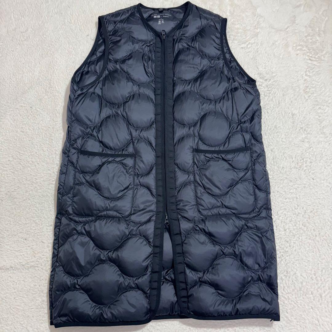ユニクロ セオリー ウルトラライトダウンロングベスト S ブラック 軽量